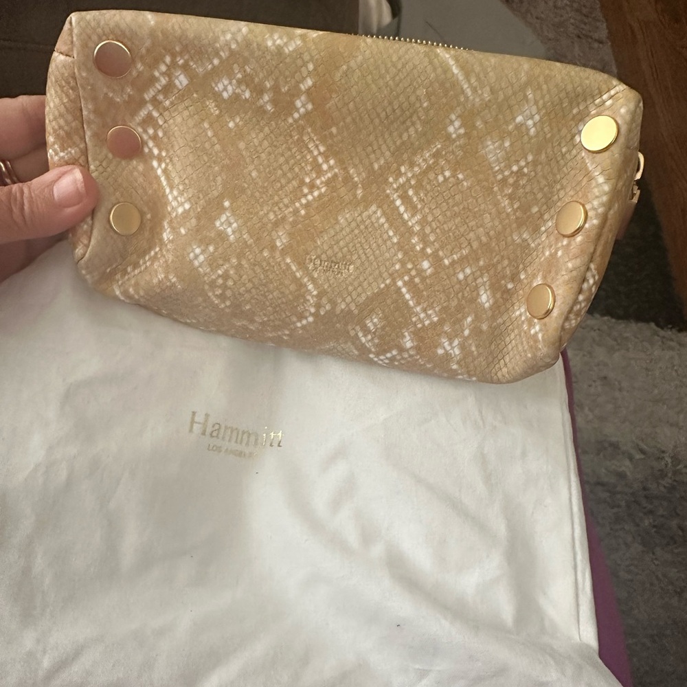 Hammitt Tan and Gold Clutch Wristlet